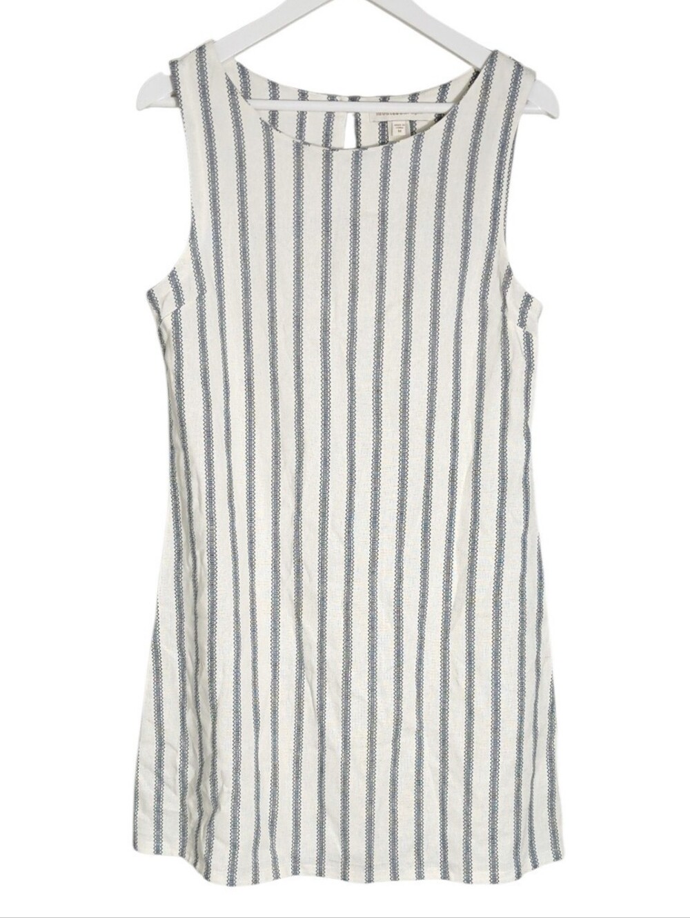 Monteau Los Angeles Striped Linen Shift Dress Size Medium Nautical Coastal